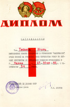 Диплом И. Табакова, 1982 г.